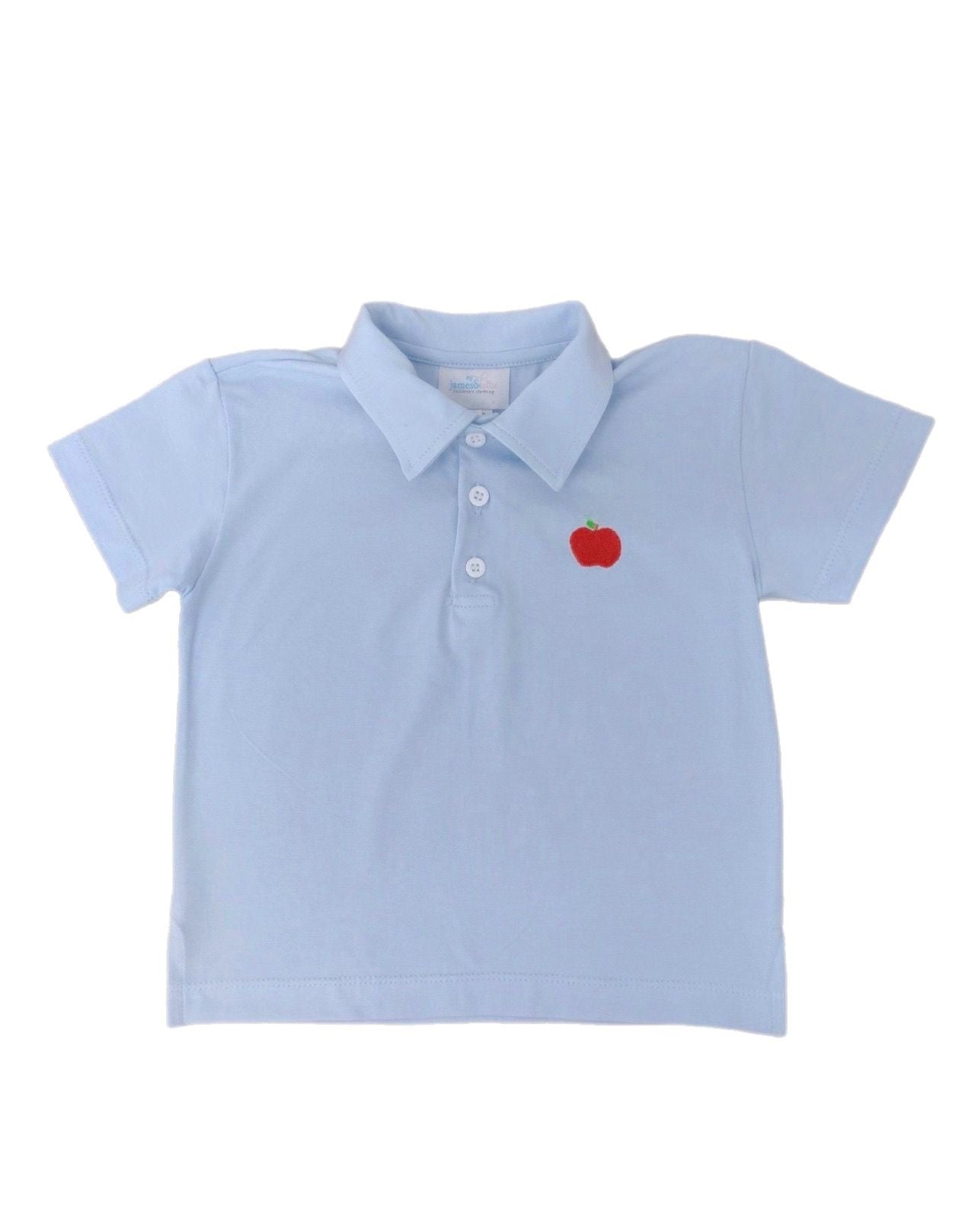 Blue Polo with Red Apple Embroidery