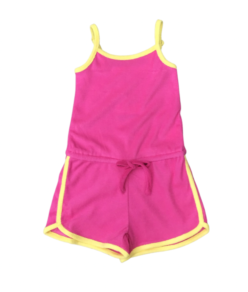 Pink with Yellow Terry Cloth Romper