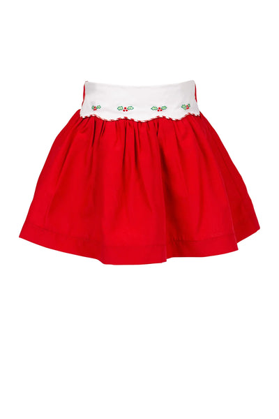Red Tinsel Holly Christmas Skirt