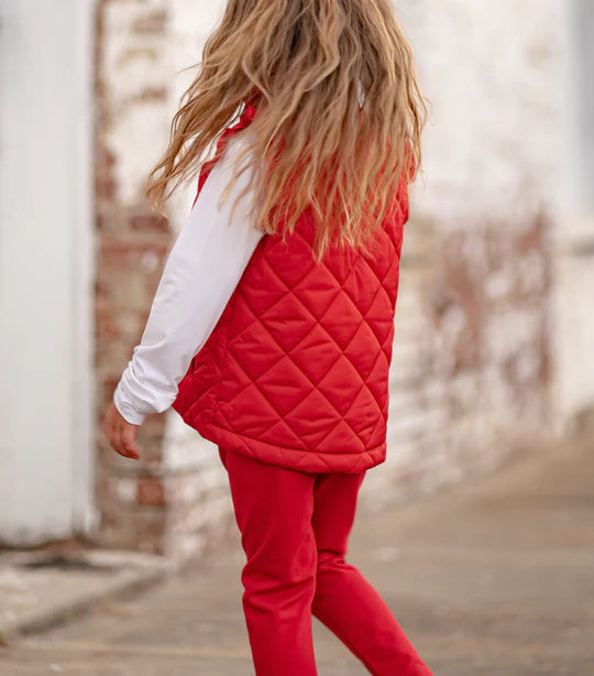 Cardinal Red Vera Vest with Ruffles