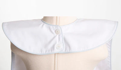 White Oversized Bib with White Piping