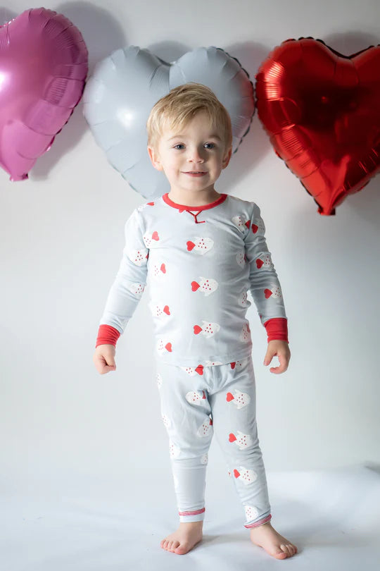 Blue with Heart Fish Lambie Jammies