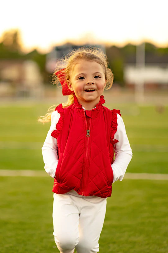 Cardinal Red Vera Vest with Ruffles