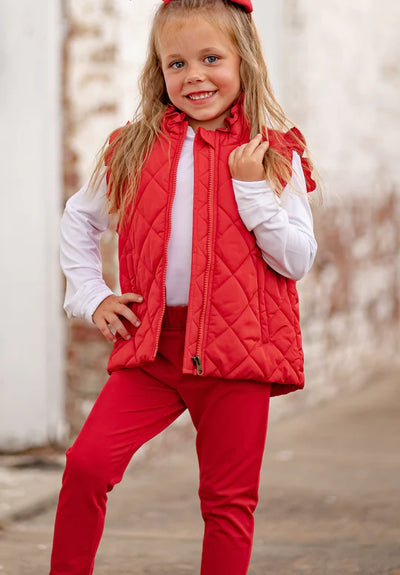 Cardinal Red Vera Vest with Ruffles