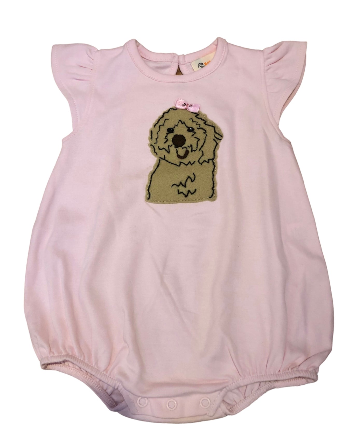 Light Pink Bubble Onesie with Goldendoodle