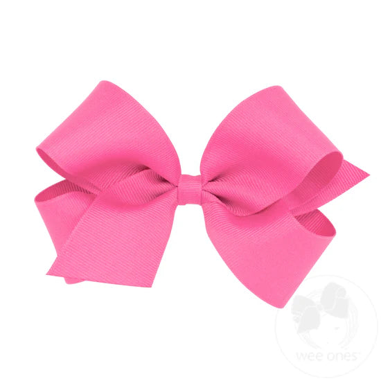 Medium Classic Grosgrain Hair Bow- Plain Wrap (7 Color Options)