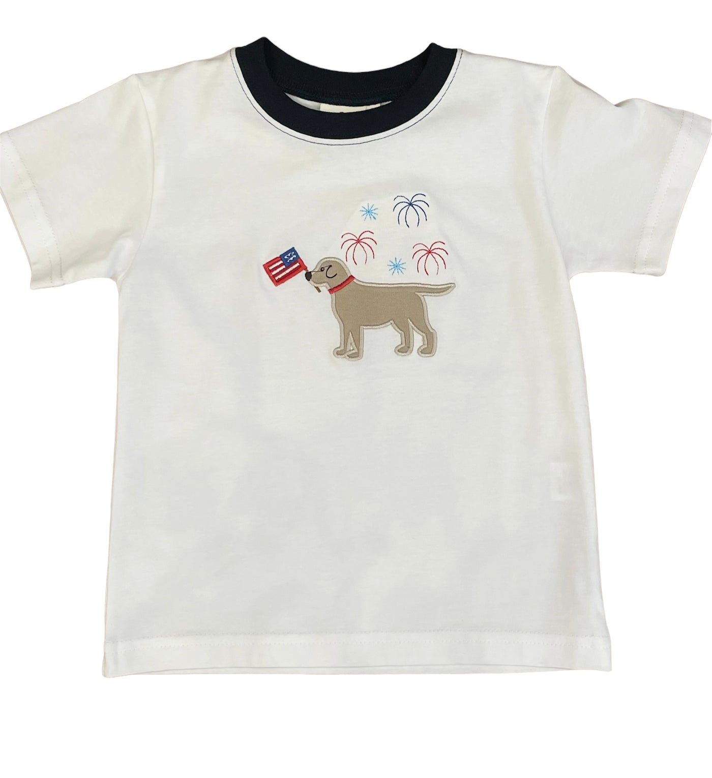 White Tee with American Flag & Fireworks Lab