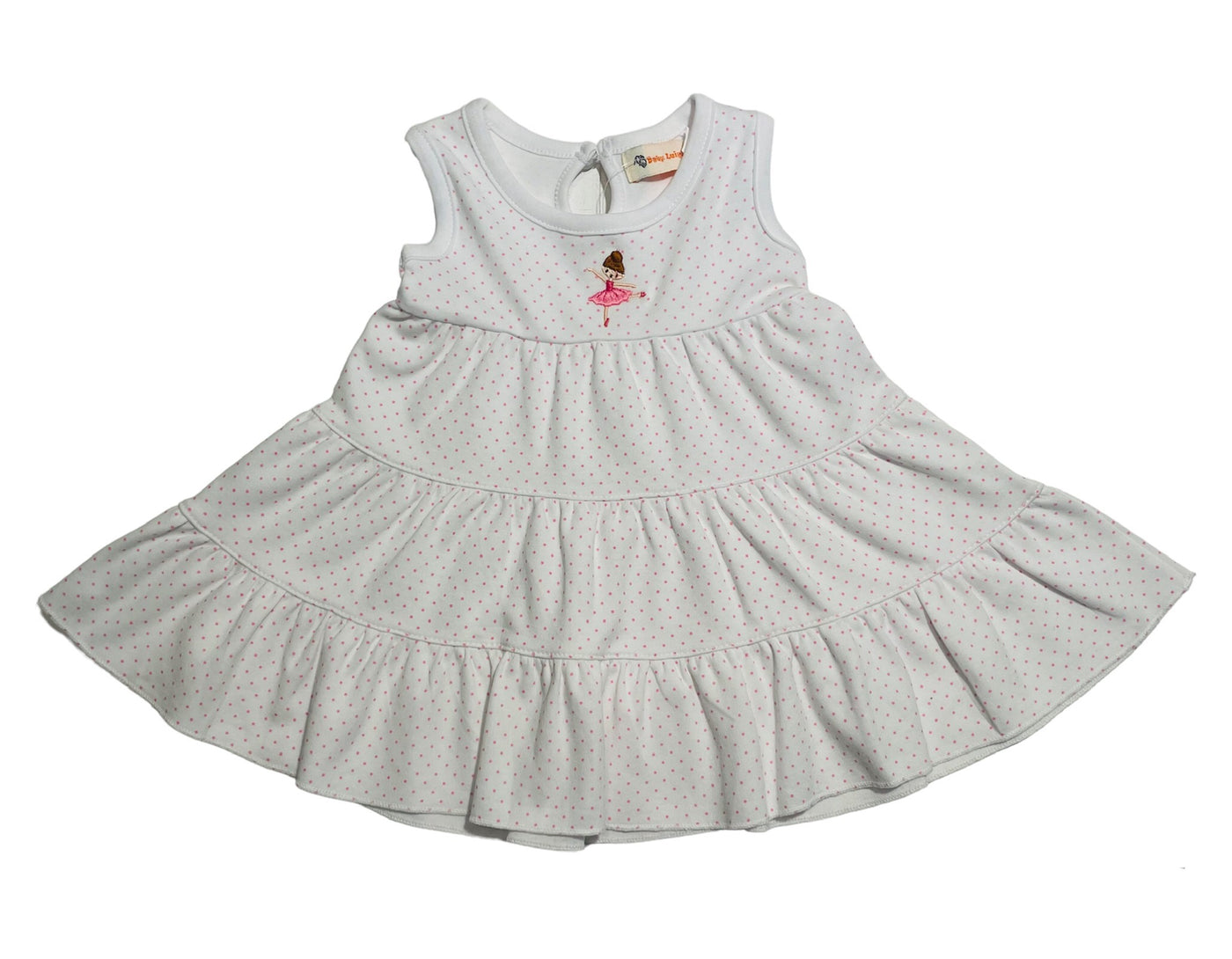 White with Pink Dots Ballerina Tiered Dress