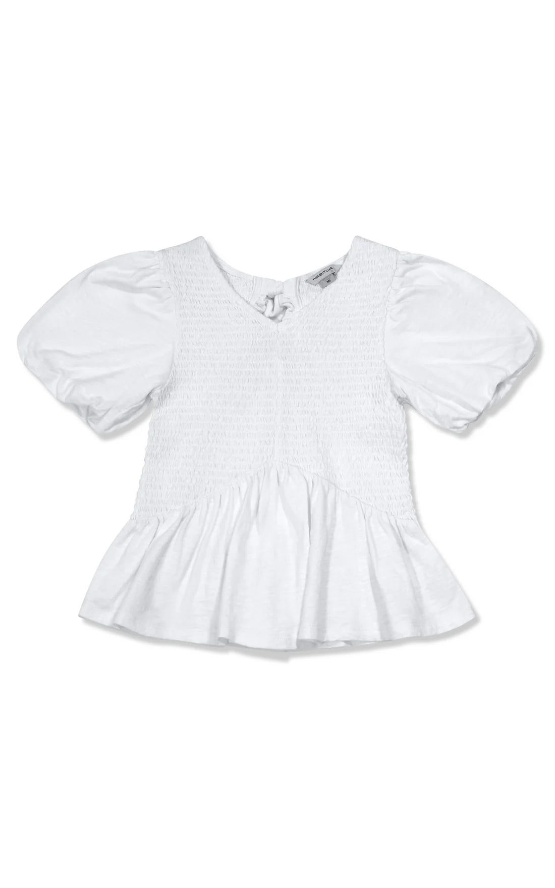 White Smocked Tie Back Top