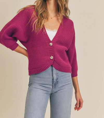 Magenta Button Sweater Cardigan