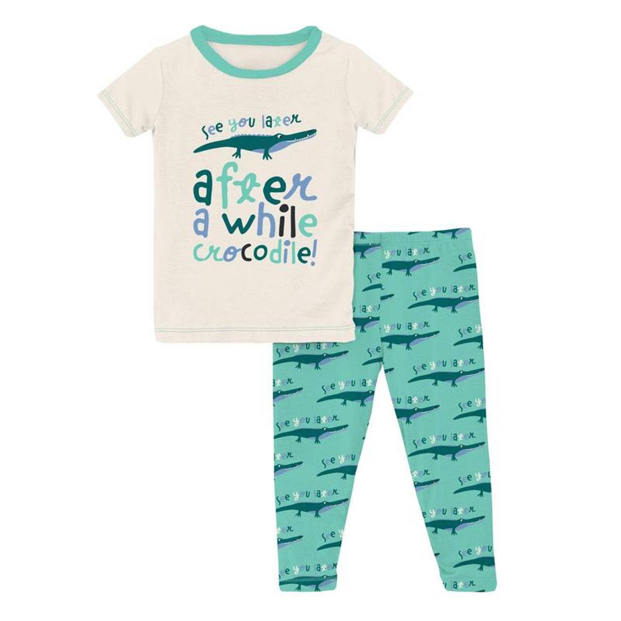 Glass Later Alligator Short Sleeve Graphic Tee Pajama Set