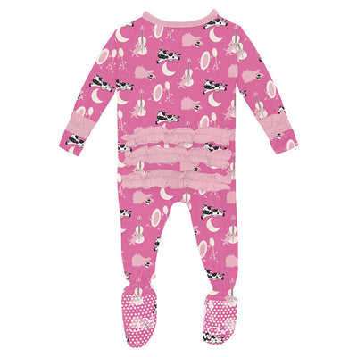 Tulip Hey Diddle Diddle Print Classic Ruffle Footie with 2 Way Zipper