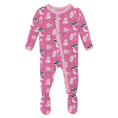 Tulip Hey Diddle Diddle Print Classic Ruffle Footie with 2 Way Zipper