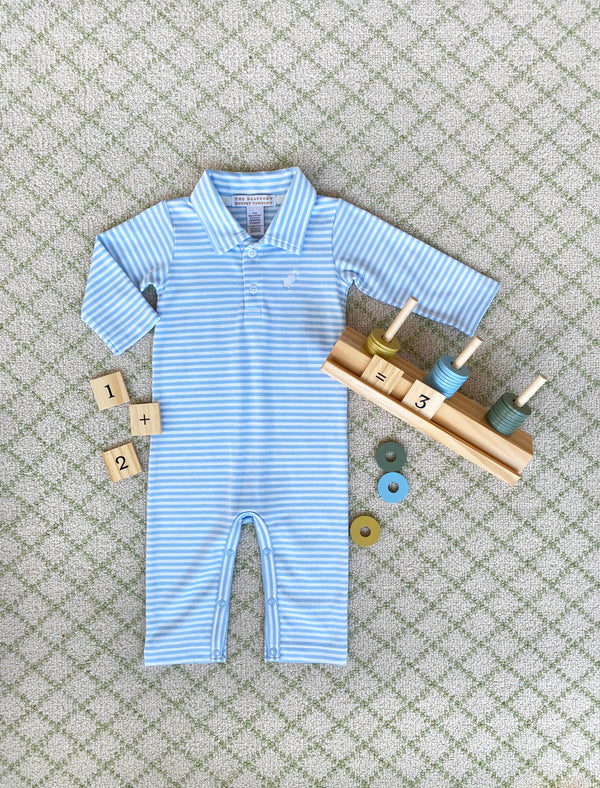 Beale Street Blue Stripe Long Sleeve Sir Proper's Romper