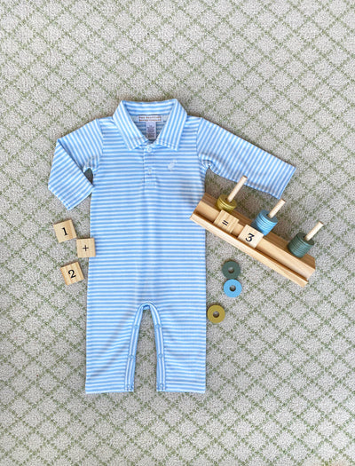 Beale Street Blue Stripe Long Sleeve Sir Proper's Romper