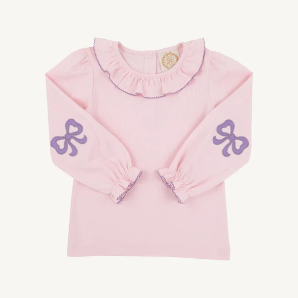 Palm Beach Pink with Palisades Purple Long Sleeve Ramona Ruffle Shirt & Onesie