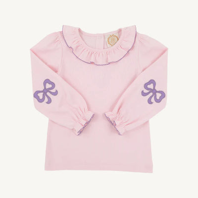 Palm Beach Pink with Palisades Purple Long Sleeve Ramona Ruffle Shirt & Onesie