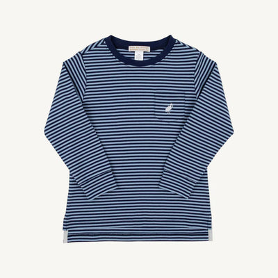 Barrington Blue & Nantucket Navy Stripe Long Sleeve Carter Crewneck