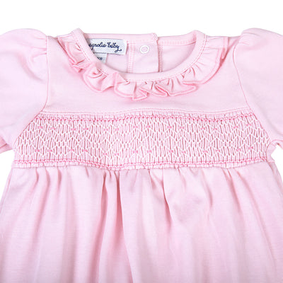 Light Pink Smocked Gathered Gown