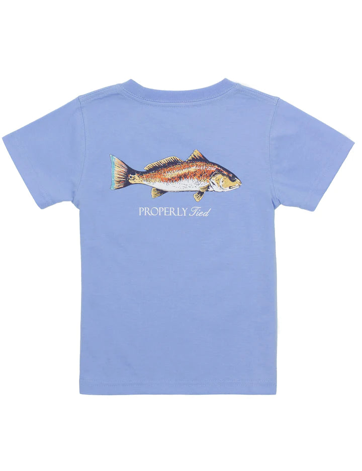 Boys Redfish Short Sleeve Tee- Light Blue