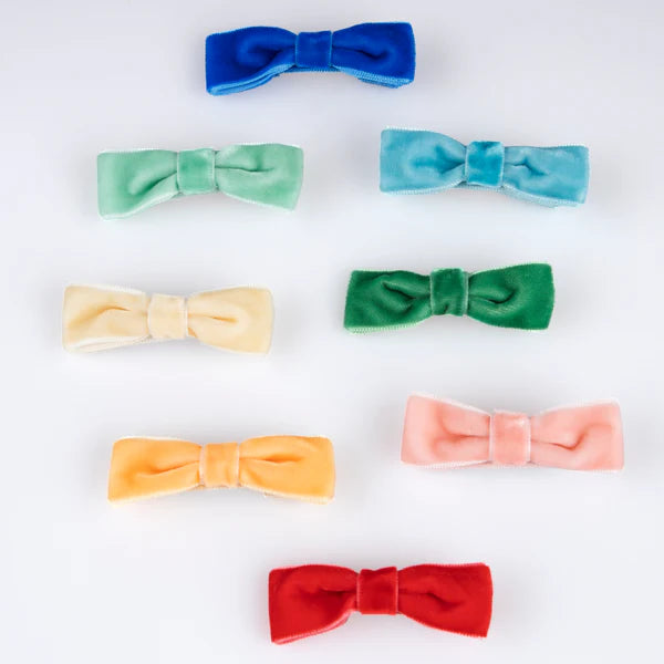 Rainbow Velvet Bow Hair Clips