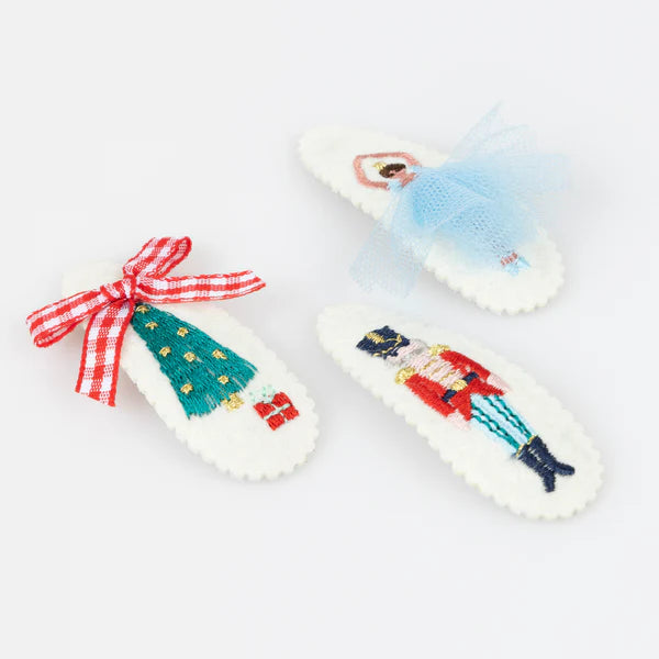 Embroidered Nutcracker  Hair Clips