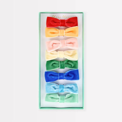 Rainbow Velvet Bow Hair Clips