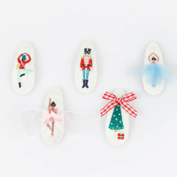 Embroidered Nutcracker  Hair Clips