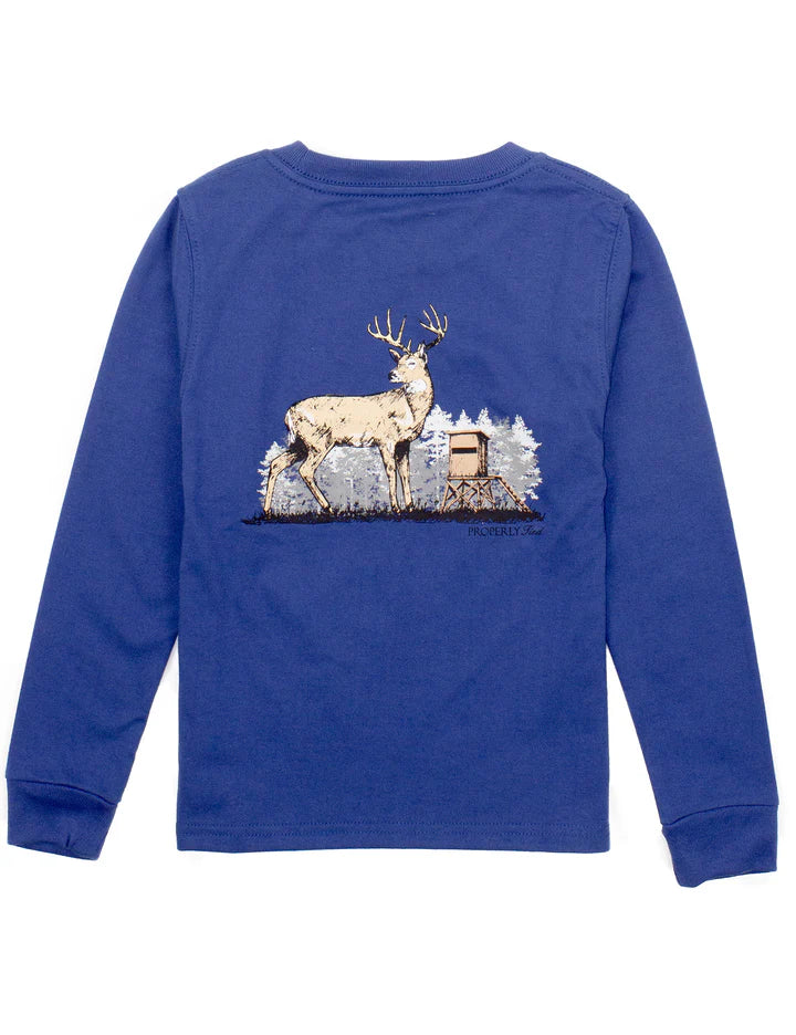 Deer Season Long Sleeve Tee- River Blue