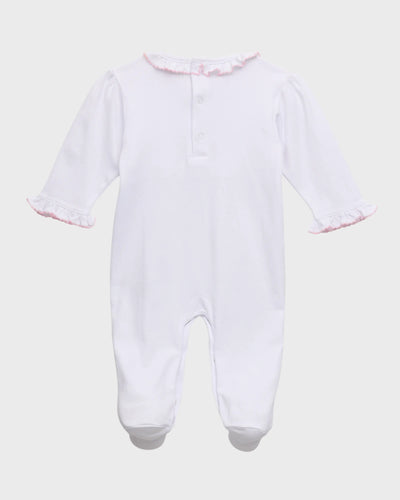 White with Pink Footie with Hand Smocking