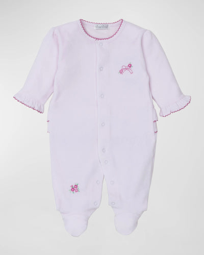 Blooming Bows Velour Footie