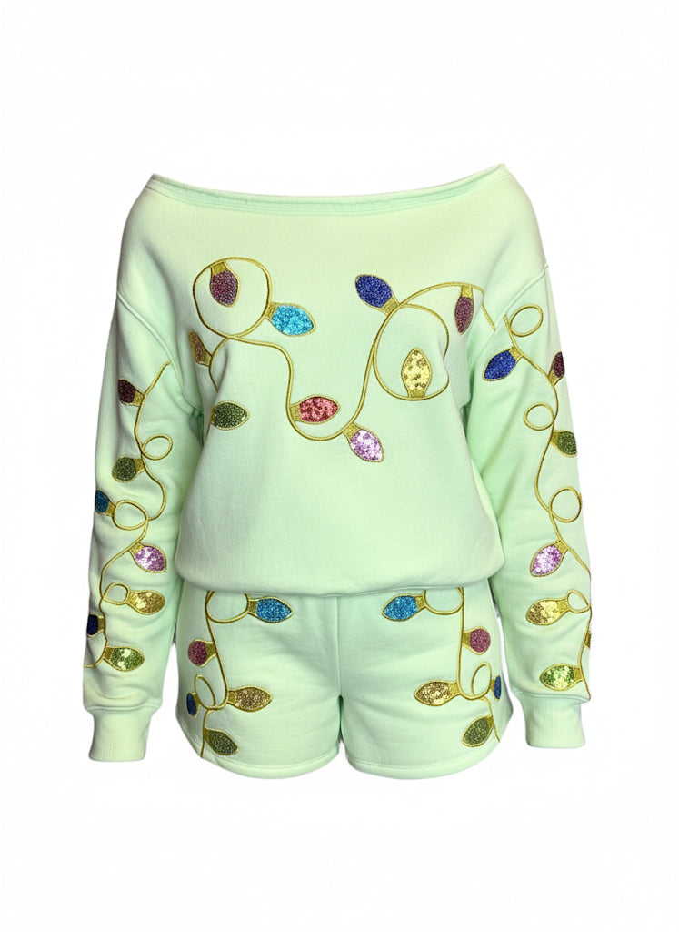 Sequins Christmas Lights Shorts