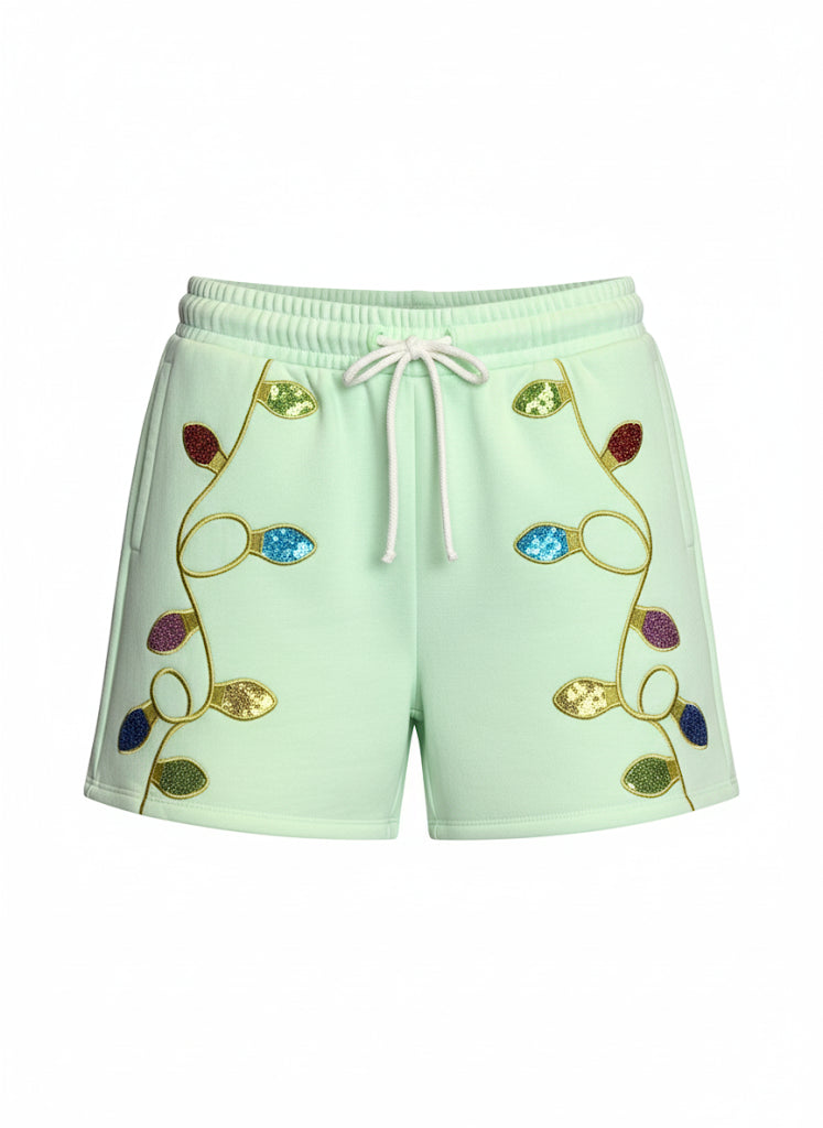 Sequins Christmas Lights Shorts
