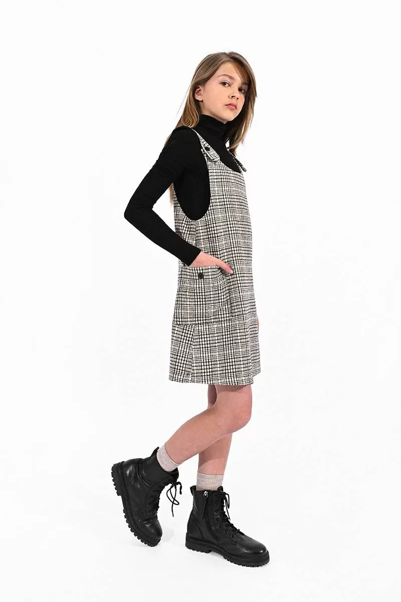 Molly Bracken Girl - Plaid Overalls Dress - BEIGE / 10Y Molly Bracken Girl - Plaid Overalls Dress - BEIGE / 10Y