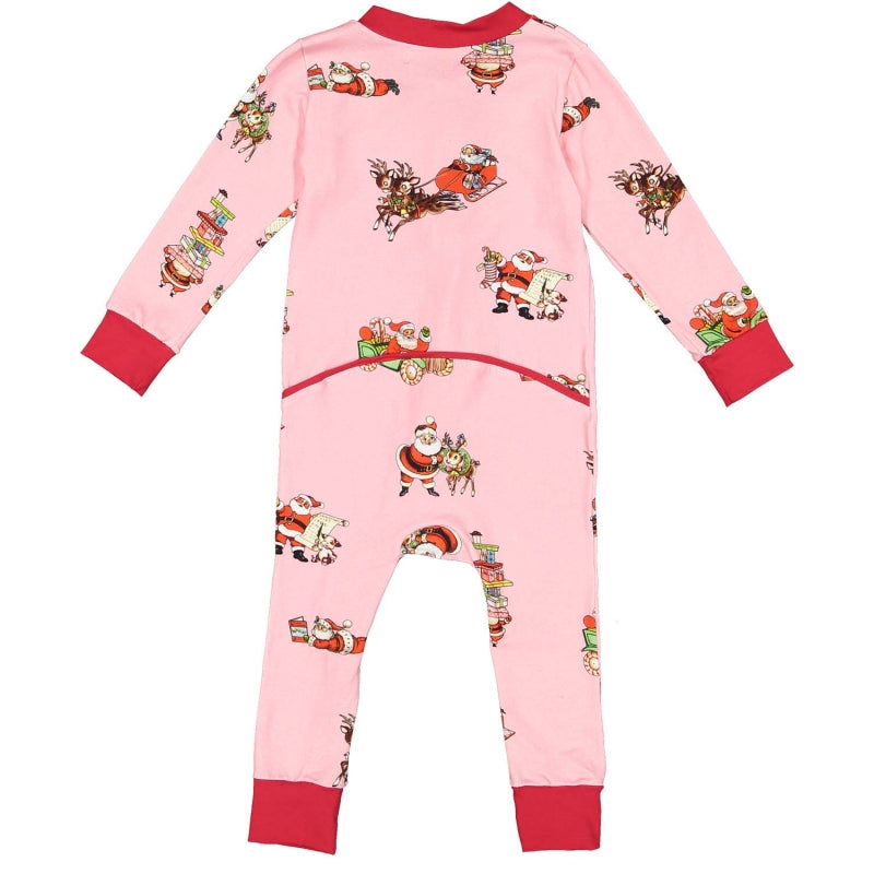 Pink Busy Santa One Piece Pajama