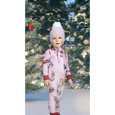 Pink Busy Santa One Piece Pajama