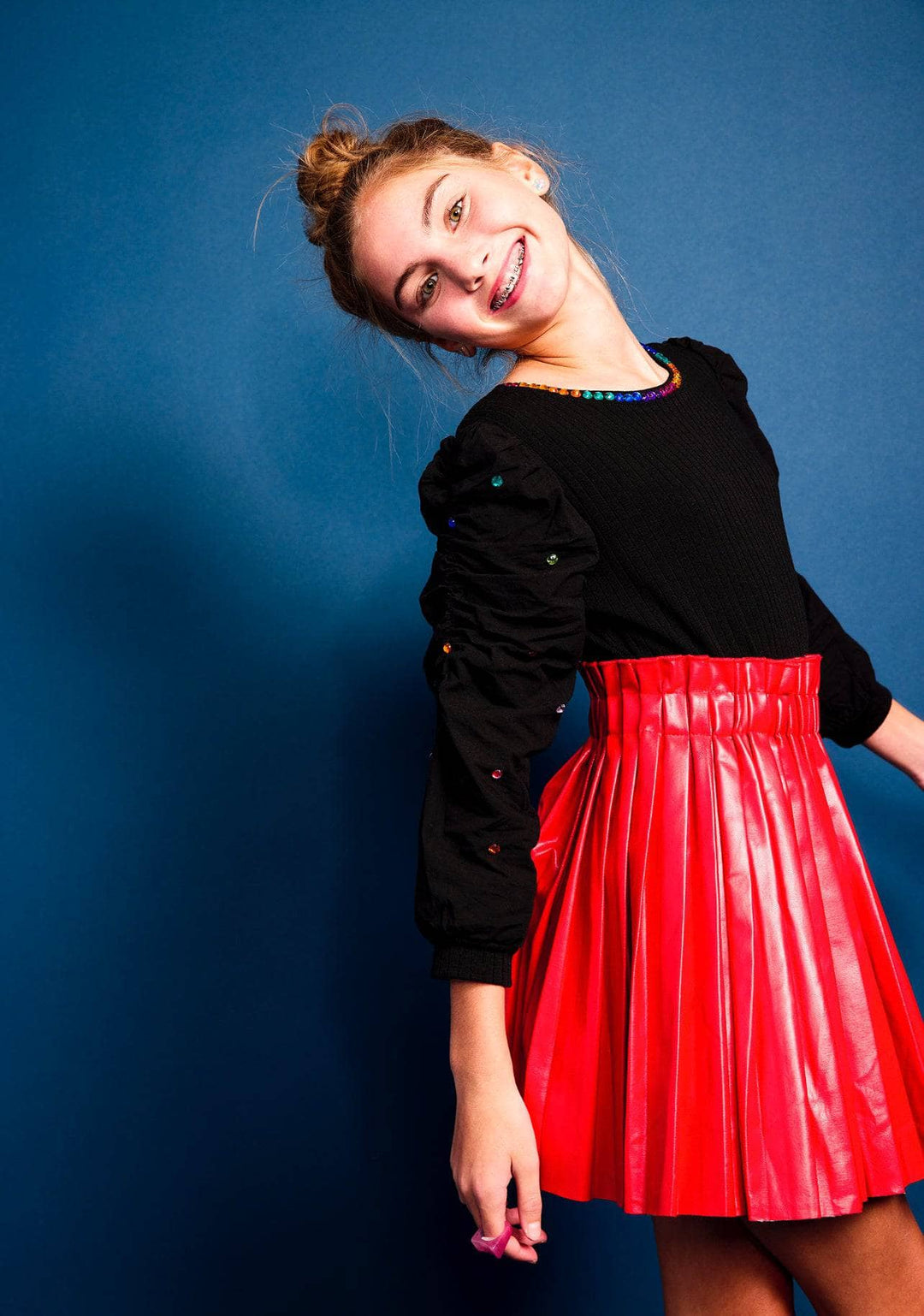 skirts-red-pleated-vegan-