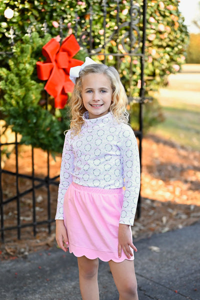 Pink Wreath Knit Sophie Scalloped Skirt