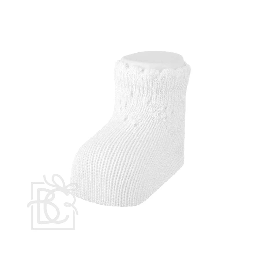 Newborn Openwork Scottish Yarn Socks- White