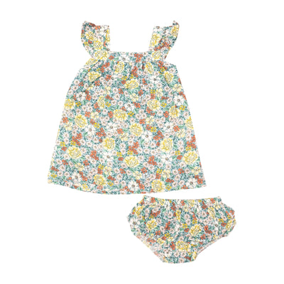 Golden Peony Floral Sundress and Diaper Cover