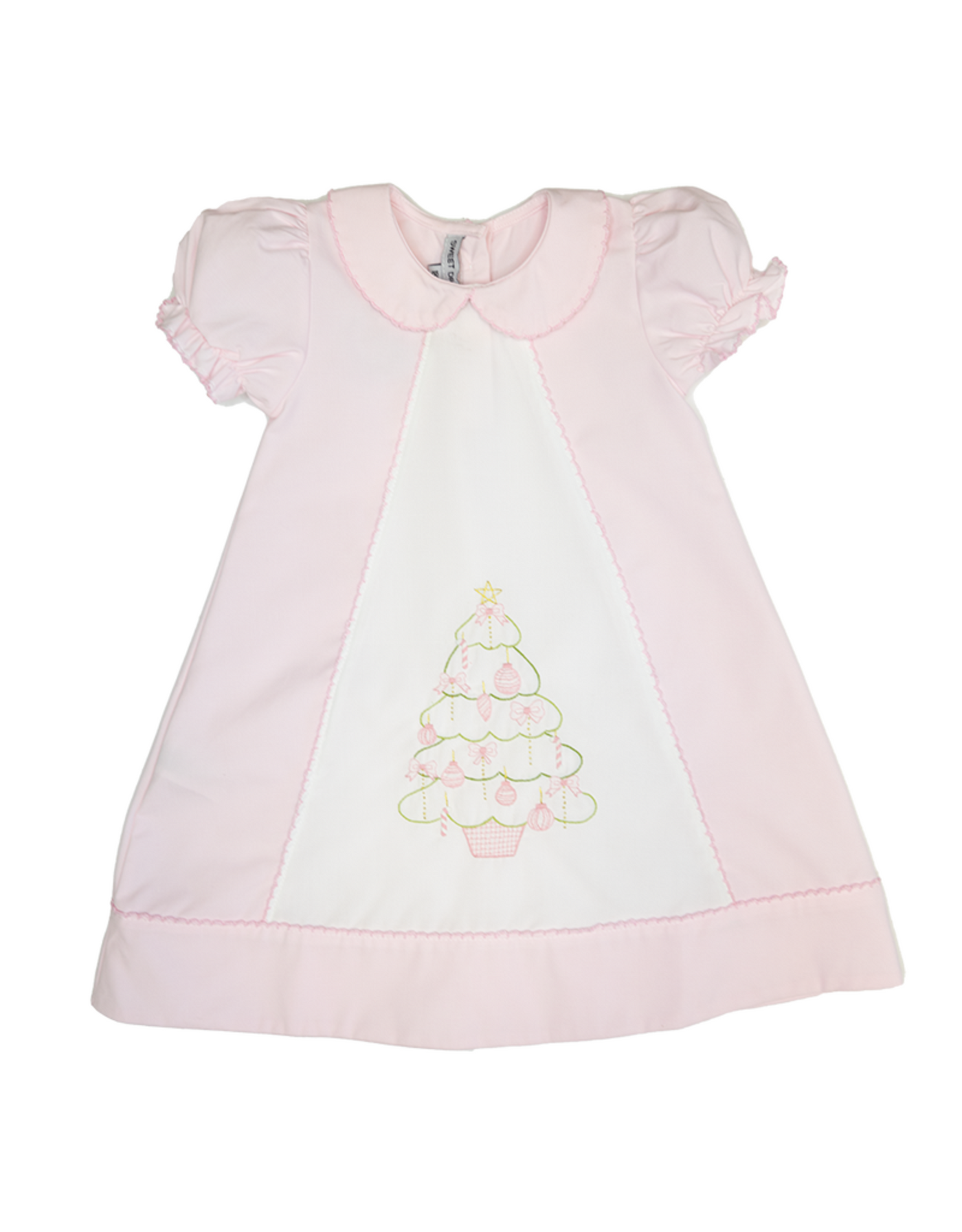 Pink Embroidered Christmas Tree Dress