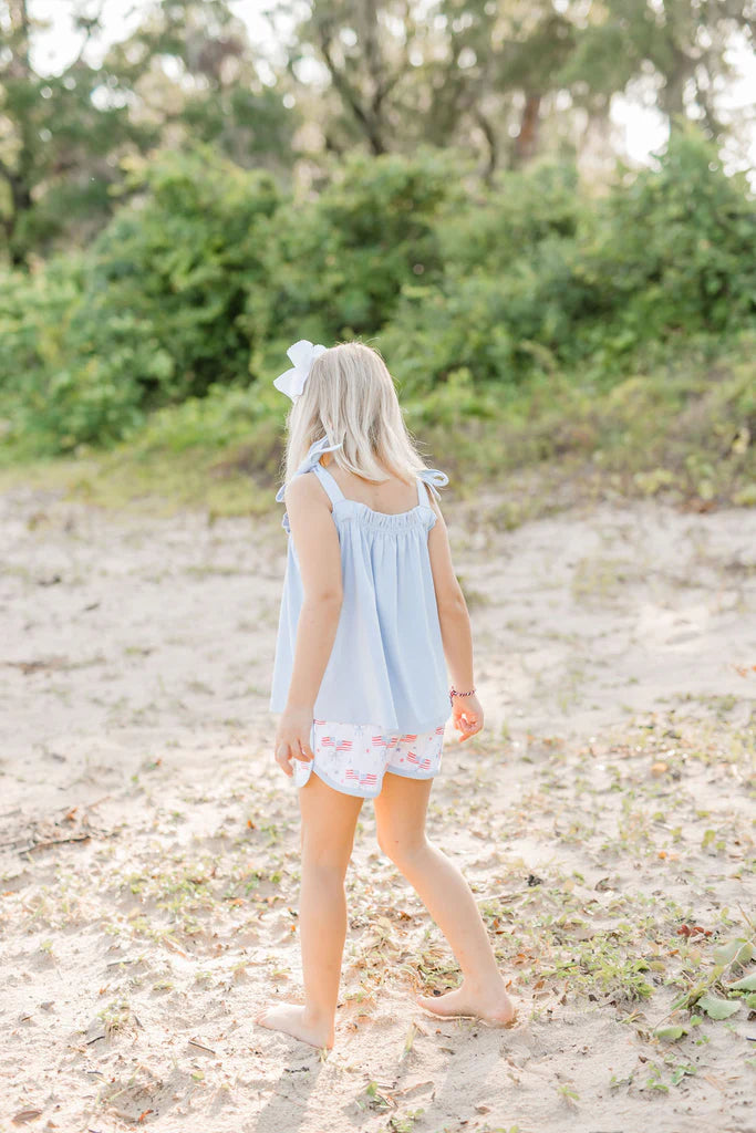 Our Country Sloane Knit Shorts and Light Blue Knit Tie Top Set