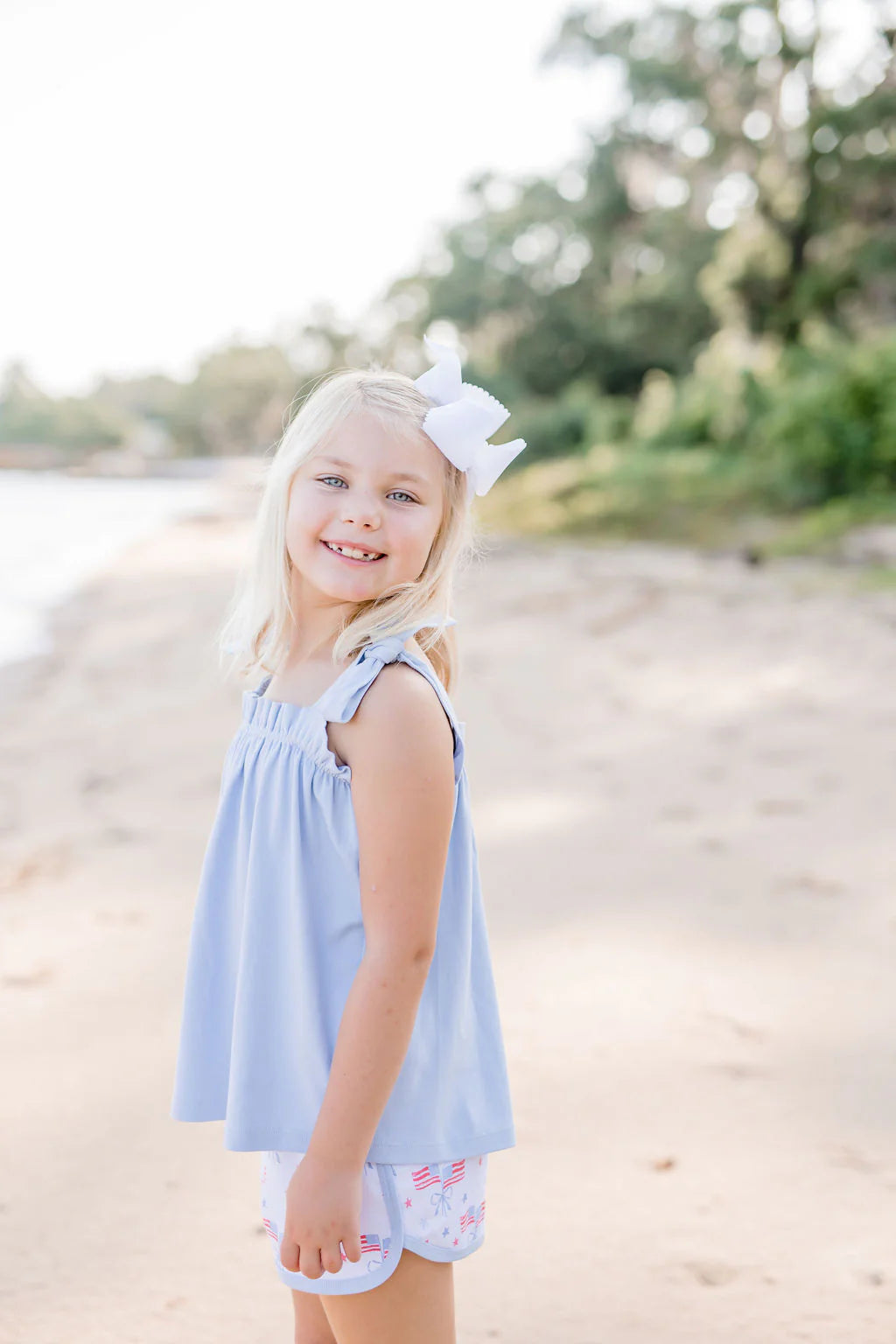 Our Country Sloane Knit Shorts and Light Blue Knit Tie Top Set