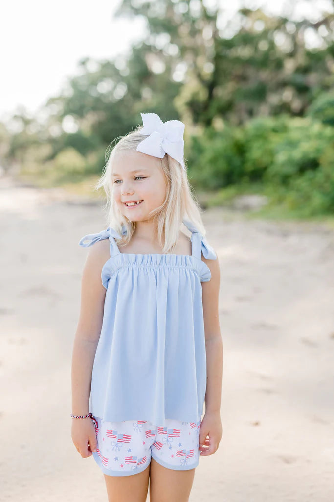 Our Country Sloane Knit Shorts and Light Blue Knit Tie Top Set