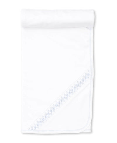 White Blanket with Light Blue Hand Smocking