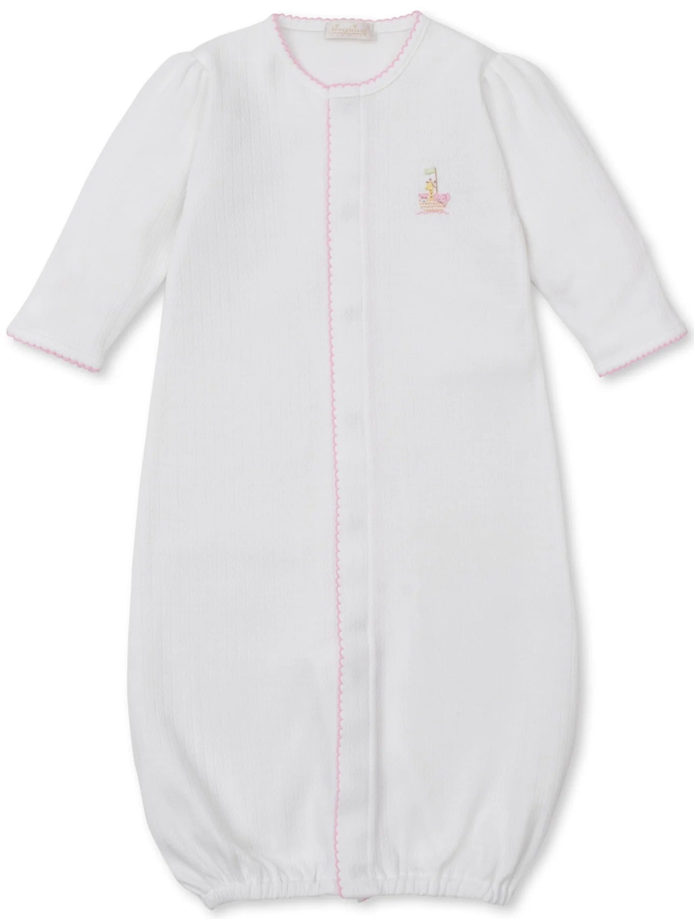 Premier Noah's Ark Embroidered Converter Gown with Pink