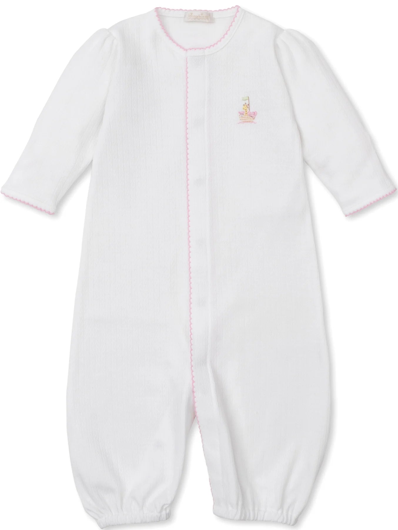 Premier Noah's Ark Embroidered Converter Gown with Pink
