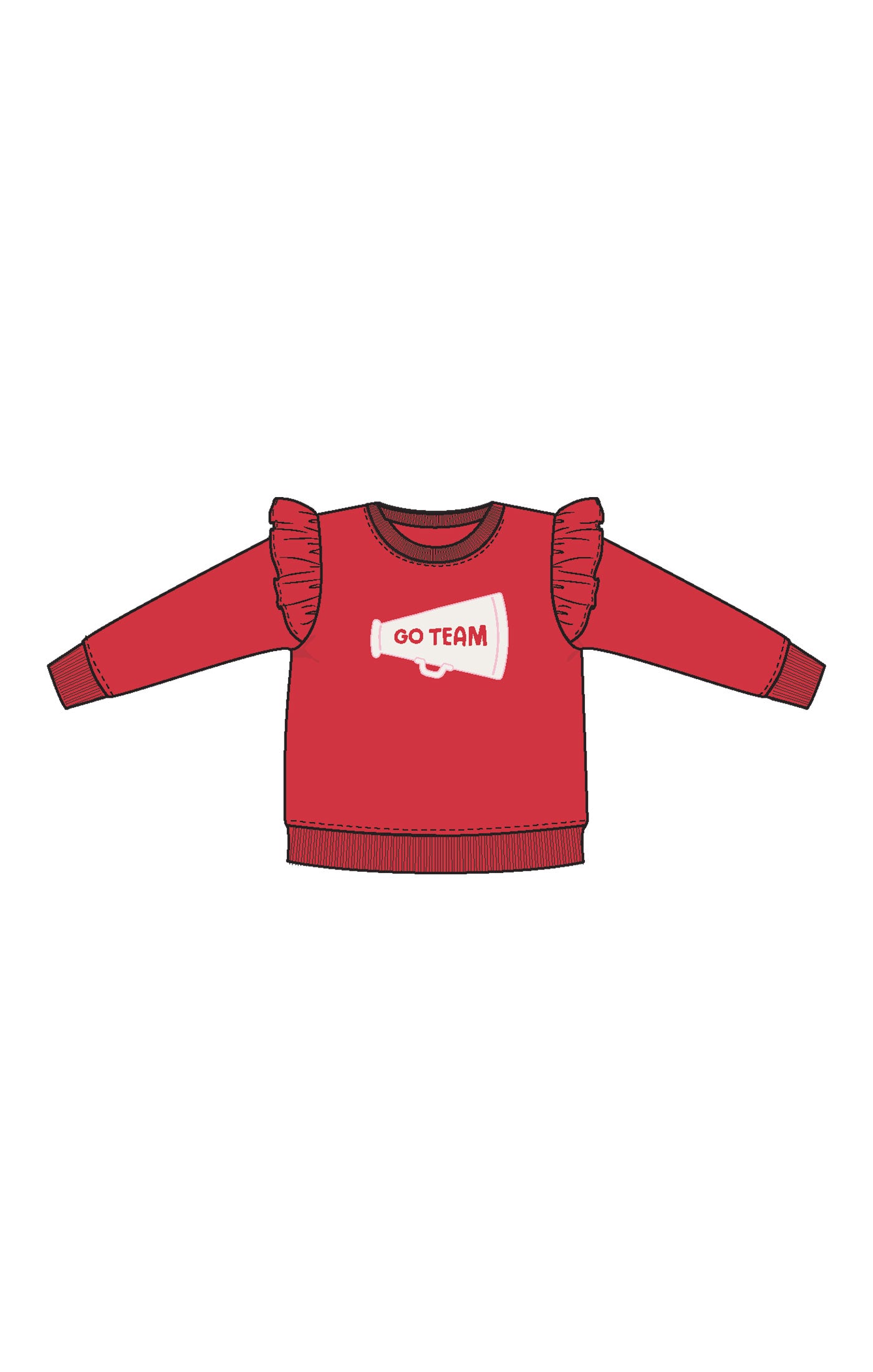 French Terry Sport Red Ruffle Sweatshirt