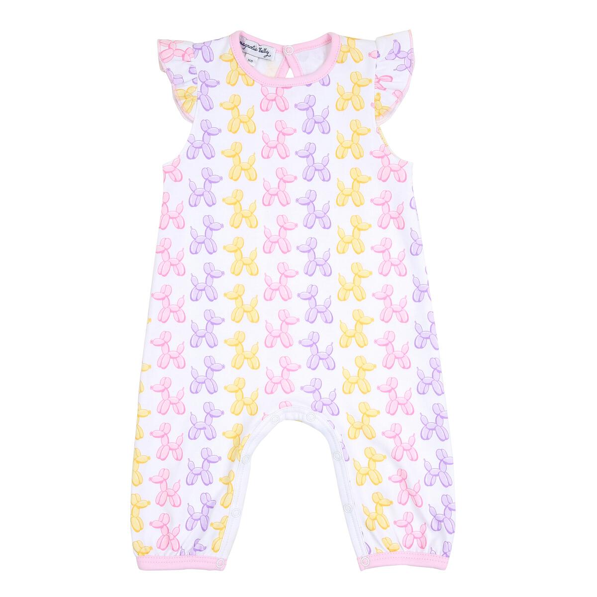 Balloon Dogs Printed Flutters Playsuit- Pink