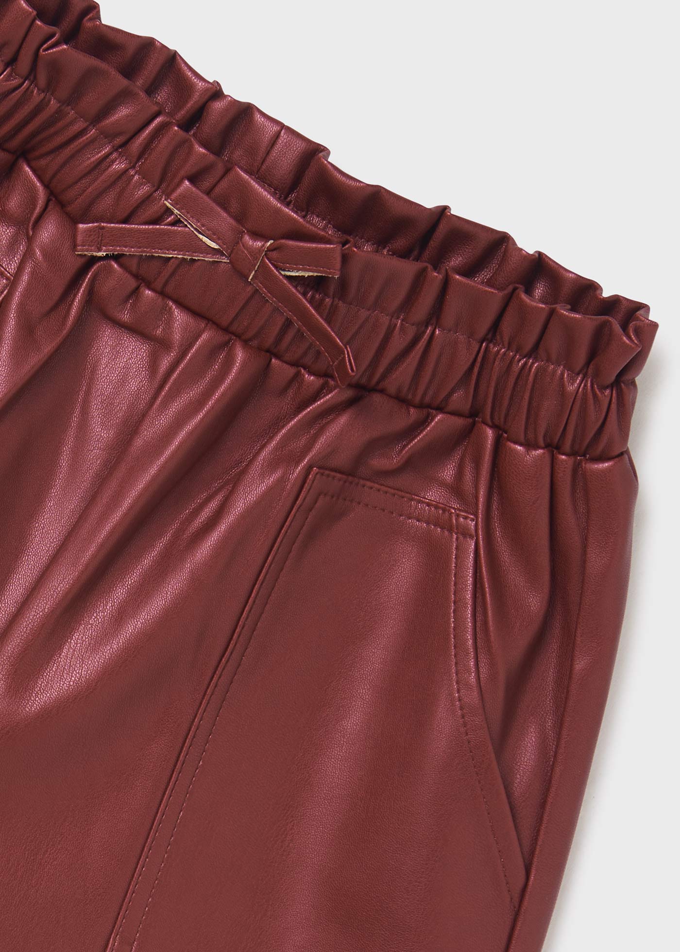 Leatherette Shorts- Maroon